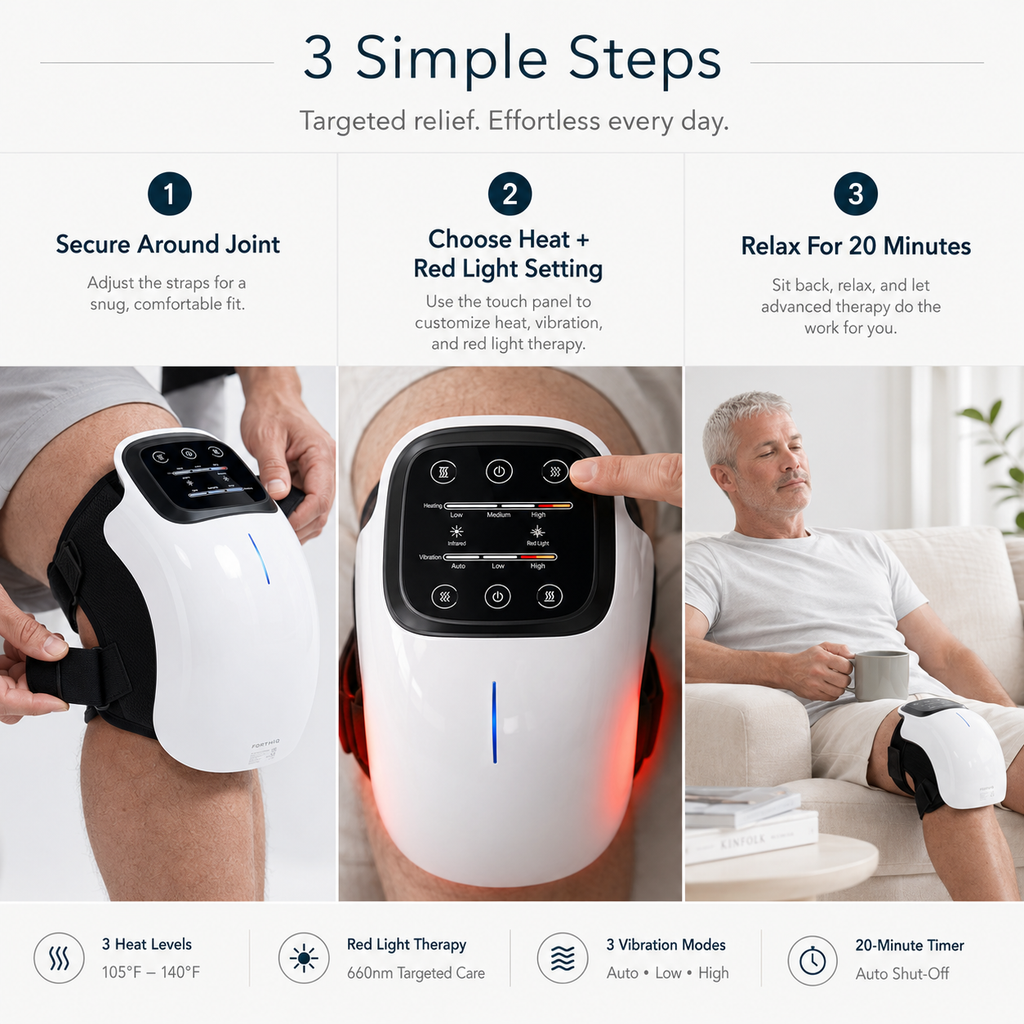 DAWZE KneeRevive™ — 3-in-1 Heat, Red Light & Massage Therapy