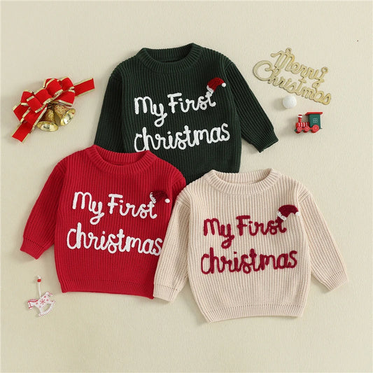 “My First Christmas” Baby Knit Sweater